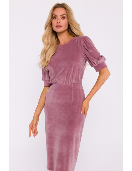 M827 Velvet sheath dress - crepe pink