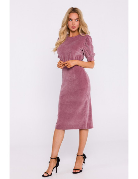 M827 Velvet sheath dress - crepe pink