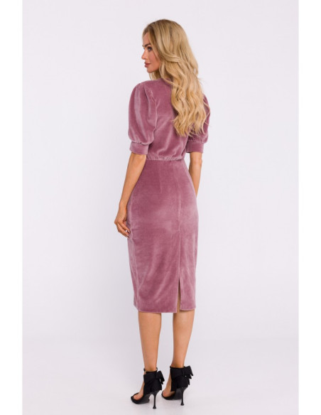 M827 Velvet sheath dress - crepe pink