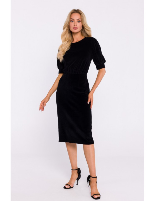 M827 Velvet sheath dress - black