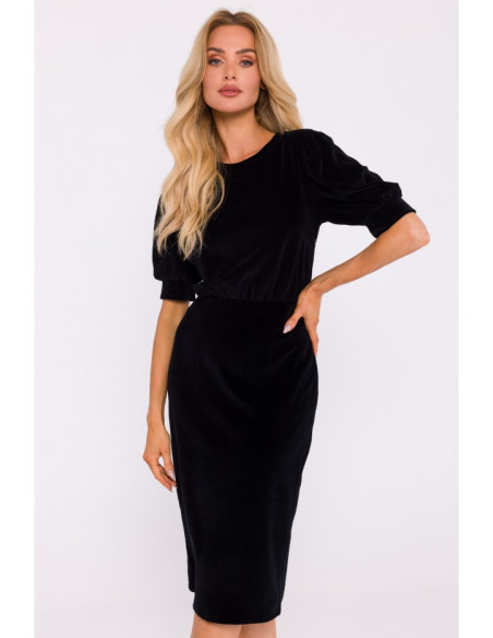 M827 Velvet sheath dress - black