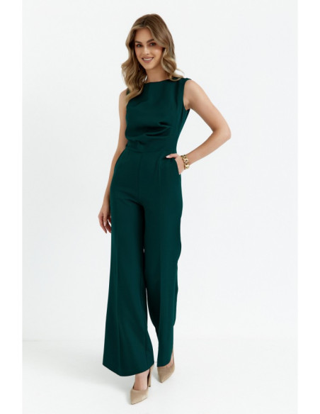 S115 Wide leg jumpsuit - bottle green