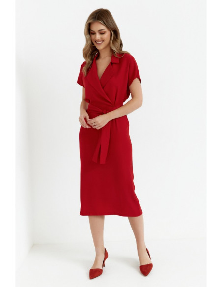 S363 Shirt dress with a tie belt - red