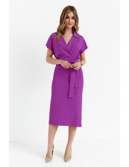 S363 Shirt dress with a tie belt - lavender