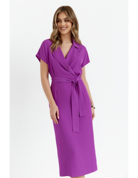 S363 Shirt dress with a tie belt - lavender