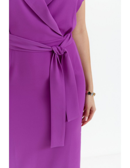 S363 Shirt dress with a tie belt - lavender