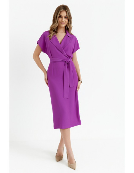 S363 Shirt dress with a tie belt - lavender