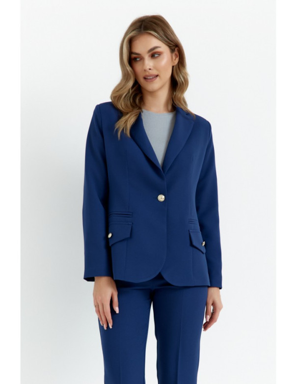 K141 Blazer with double flap pockets - navy blue