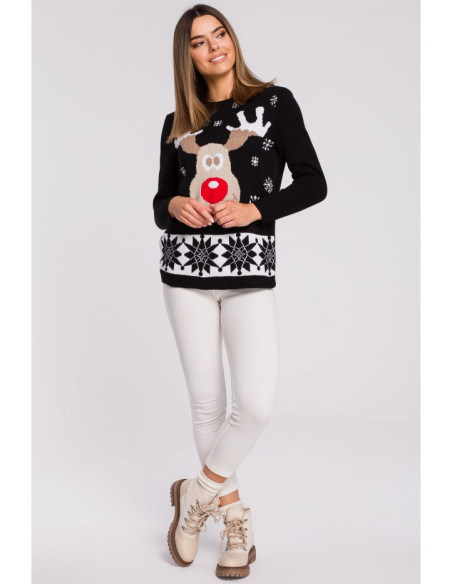 MXS04 Christmas sweater with reindeer - black