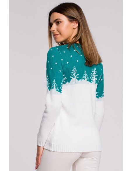 MXS05 Christmas sweater with a forest motif - emerald