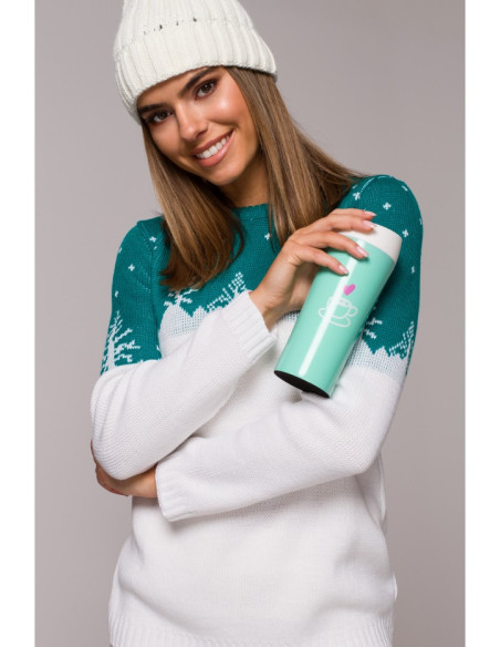 MXS05 Christmas sweater with a forest motif - emerald