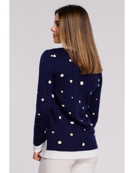 MXS06 Christmas sweater with a penguin - navy blue