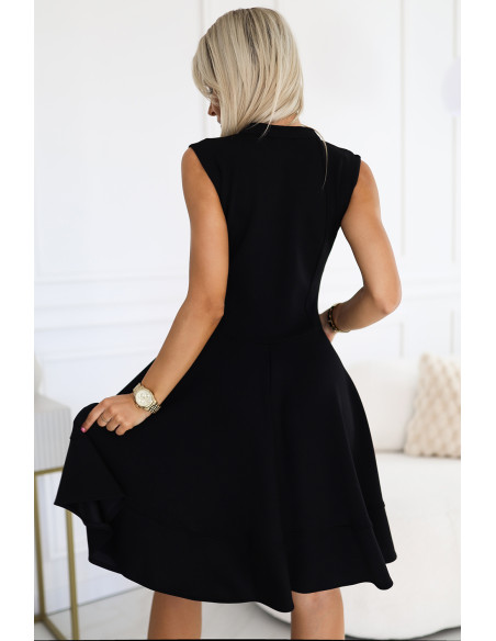  573-1 Flared dress with zipper in front - black 