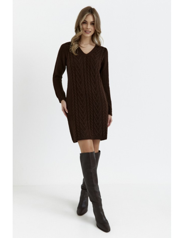 M713 Sweater dress with rounded neckline - brown