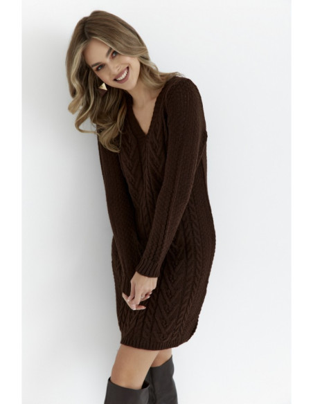 M713 Sweater dress with rounded neckline - brown