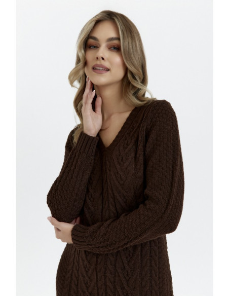 M713 Sweater dress with rounded neckline - brown