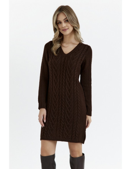 M713 Sweater dress with rounded neckline - brown