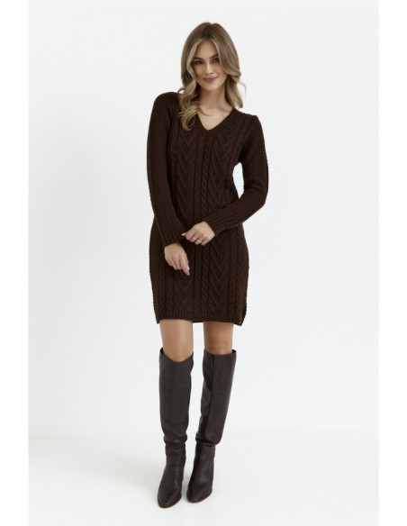 M713 Sweater dress with rounded neckline - brown