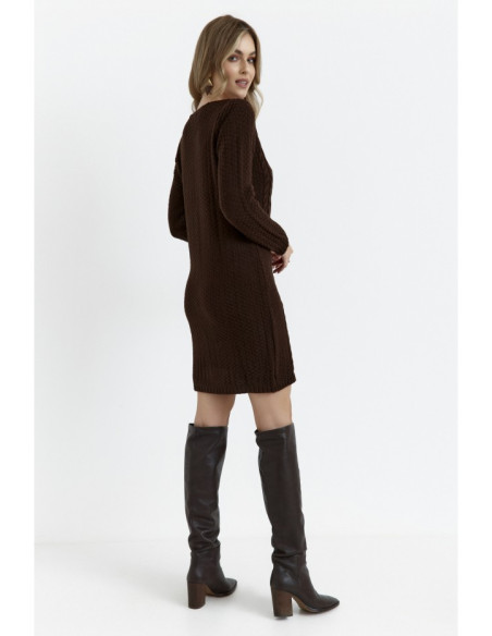 M713 Sweater dress with rounded neckline - brown