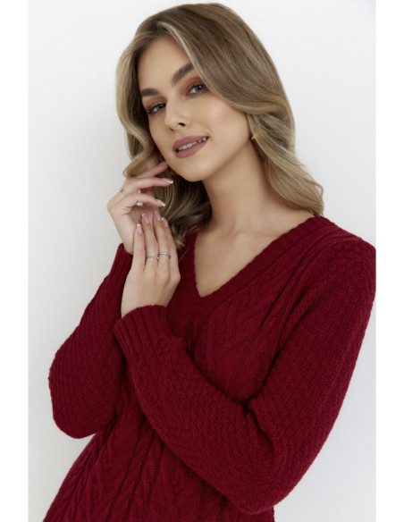 M713 Sweater dress with rounded neckline - maroon