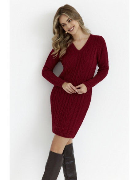 M713 Sweater dress with rounded neckline - maroon