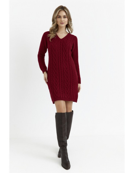 M713 Sweater dress with rounded neckline - maroon