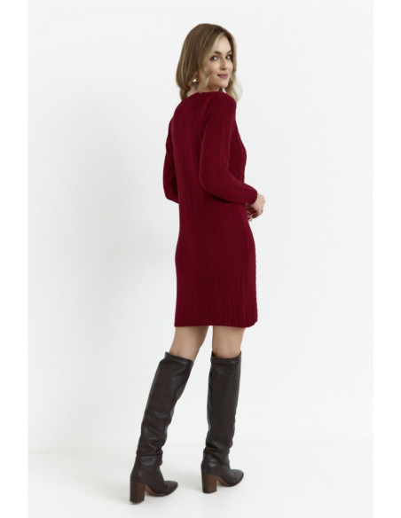 M713 Sweater dress with rounded neckline - maroon