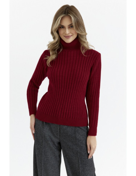 M771 Ribbed sweater with a high collar - maroon