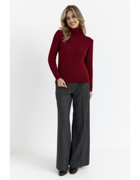 M771 Ribbed sweater with a high collar - maroon