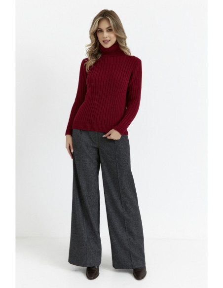 M771 Ribbed sweater with a high collar - maroon