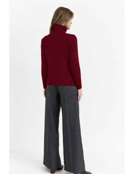 M771 Ribbed sweater with a high collar - maroon