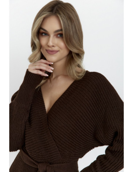 M810 Sweater dress with V-neck - brown