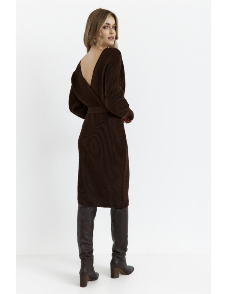 M810 Sweater dress with V-neck - brown