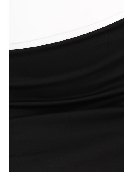  556-1 Two-Tone High Waist Midi Skirt - Black 