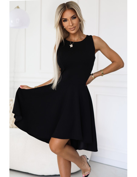  575-1 Unique dress with longer back - black 