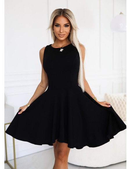  575-1 Unique dress with longer back - black 