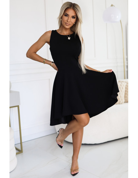  575-1 Unique dress with longer back - black 