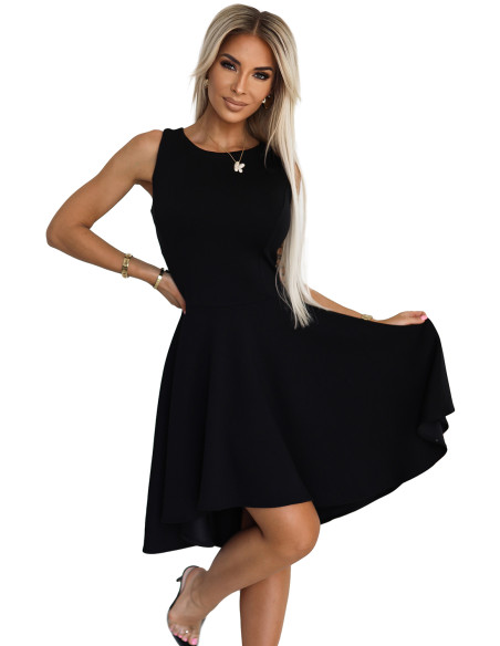  575-1 Unique dress with longer back - black 