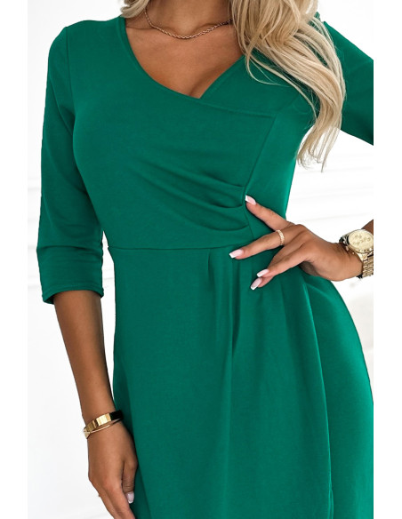  255-4 IRIS Pleat Dress with Neckline - Green 