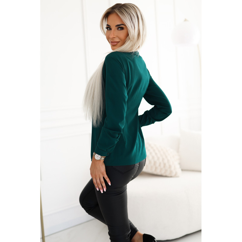 140-24 Business blouse with long sleeves and tie at front - green  2