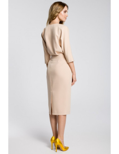 M360 Suknelė iki juosmens su klostėmis - smėlio spalvos 2