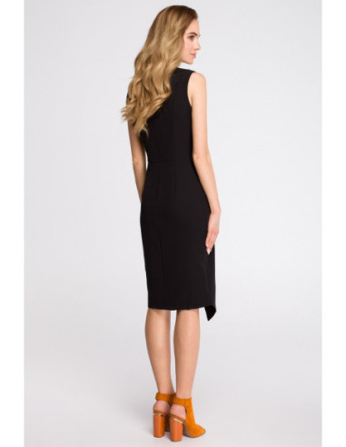 S105 Suknelė su asimetriška iškirpte priekyje - juoda 2
