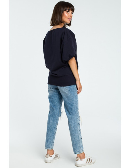 B079 Didelio dydžio palaidinė su kimono rankovėmis - tamsiai mėlyna