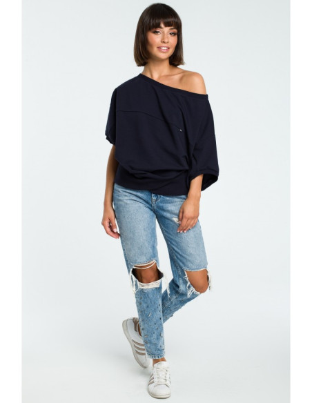 B079 Didelio dydžio palaidinė su kimono rankovėmis - tamsiai mėlyna