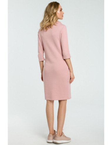 M391 Tiesi megztinė suknelė su apykakle - pudros mėlyna 2