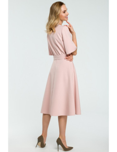 M396 Plėšyta suknelė su diržu - pudros mėlyna 2