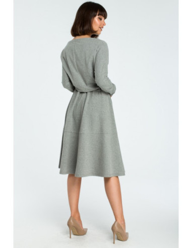 B087 Suknelė ilgomis rankovėmis - pilka 2