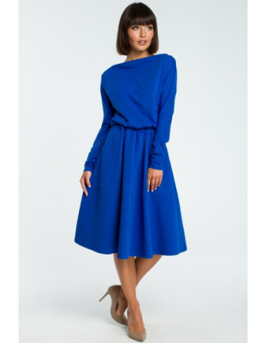 B087 Suknelė ilgomis rankovėmis - rugiagėlių mėlyna 2