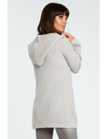 BK002 Moteriškas megztinis su gobtuvu - pilkas