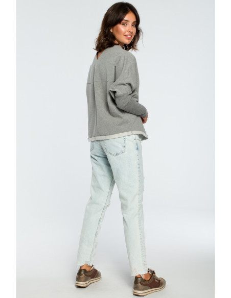 B094 Palaidinė su iškirpte nugaroje - pilka